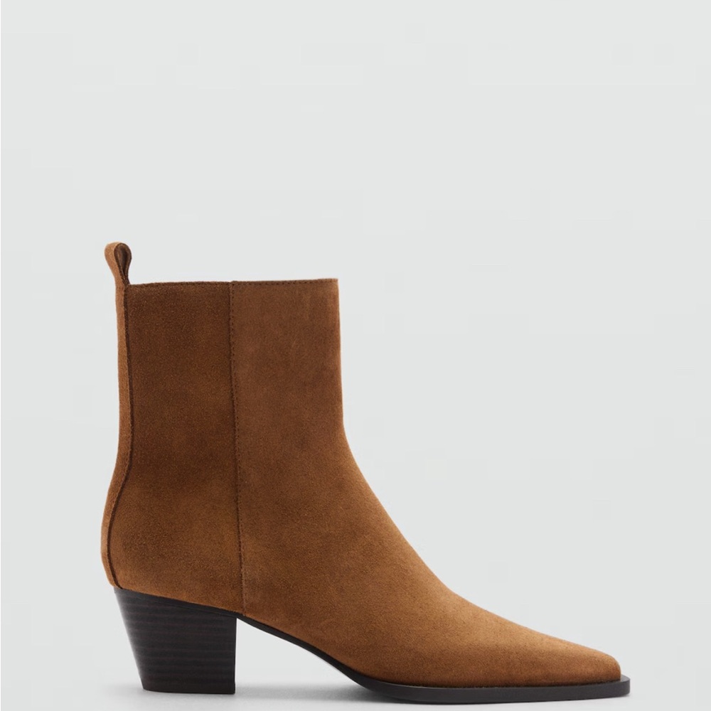 Mango Tan Suede Ankle Booties